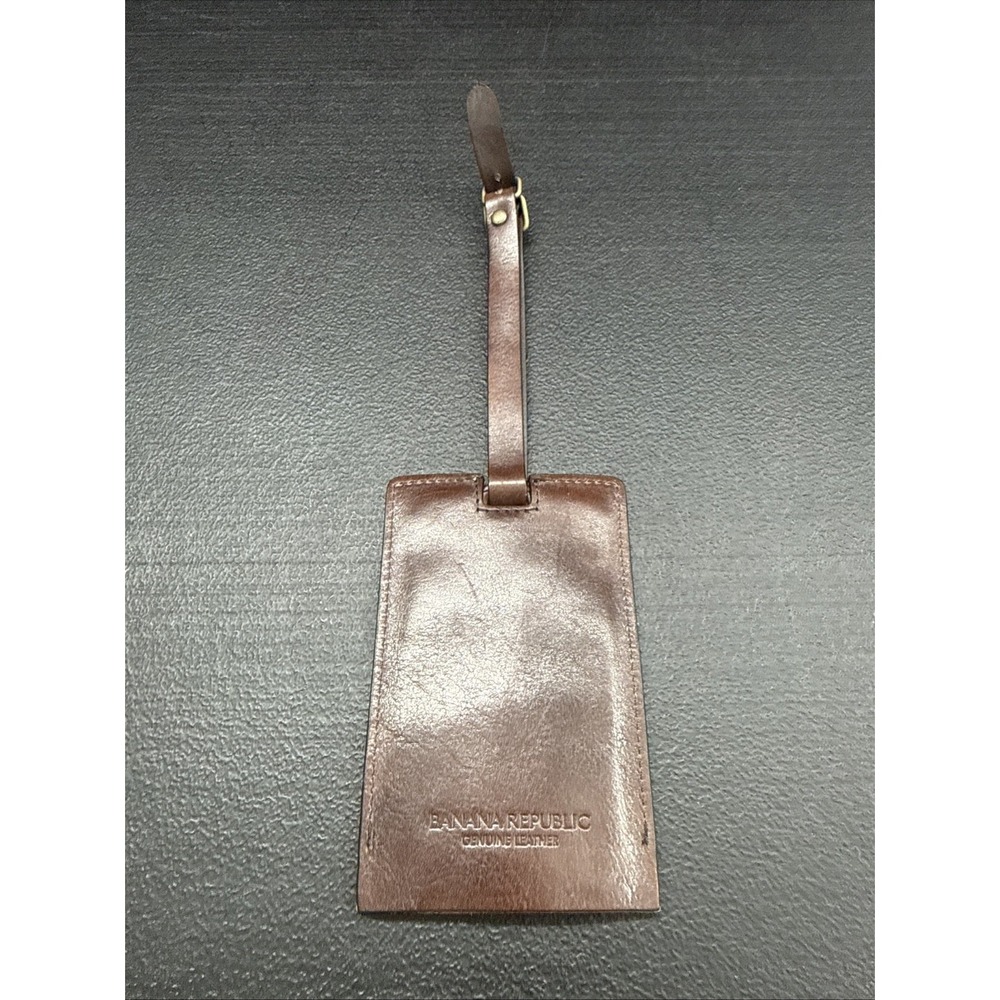 BANANA REPUBLIC Authentic Leather Luggage Travel ID Tag Ajustable Strap Suitcase